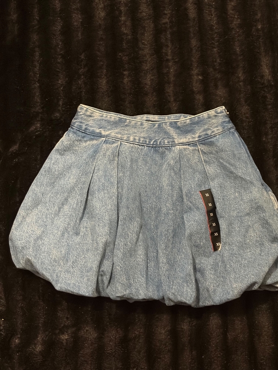 Future Collective Dresses & Skirts - Denim Bubble Mini Skirt - Light Blue